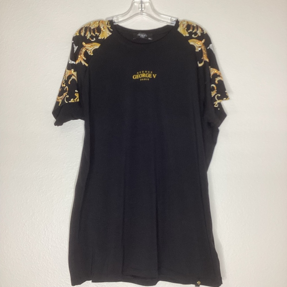 Avenue George V Paris Rhinestone Tee Black 3XL